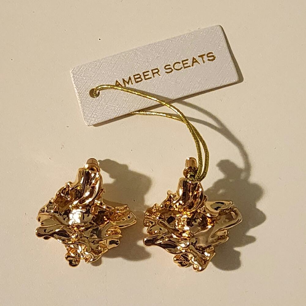 Amber Sceats Reese 24K Crushed Metal Earrings Gold Plated Brass NWT